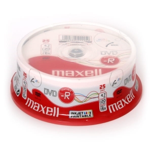 MAXELL DVD-R 4,7GB 16X PRINTABLE FF WHITE CAKE*25 276013.30.TW