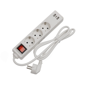 FIESTA EXTENSION CORD LISTWA ZASILAJĄCA 10A 3 SOCKET 2xUSB-A 1xUSB-C 1,5 M SCHUKO WHITE [46318]