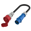 Adapter EV Schuko 16A (męski) na CEE 32A (czerwony, 3-fazowy, żeński)