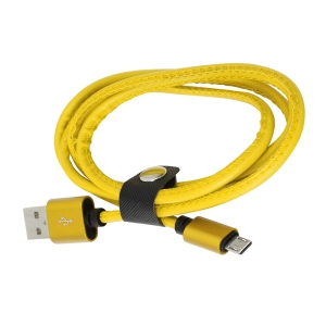 Kabel USB-microUSB PLATINET Hera skórzany 2,4A 1 m żółty