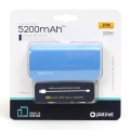 Powerbank imit. skórzane obszycie 5200mAh niebieski + kabel MicroUSB + adapter TypeC
