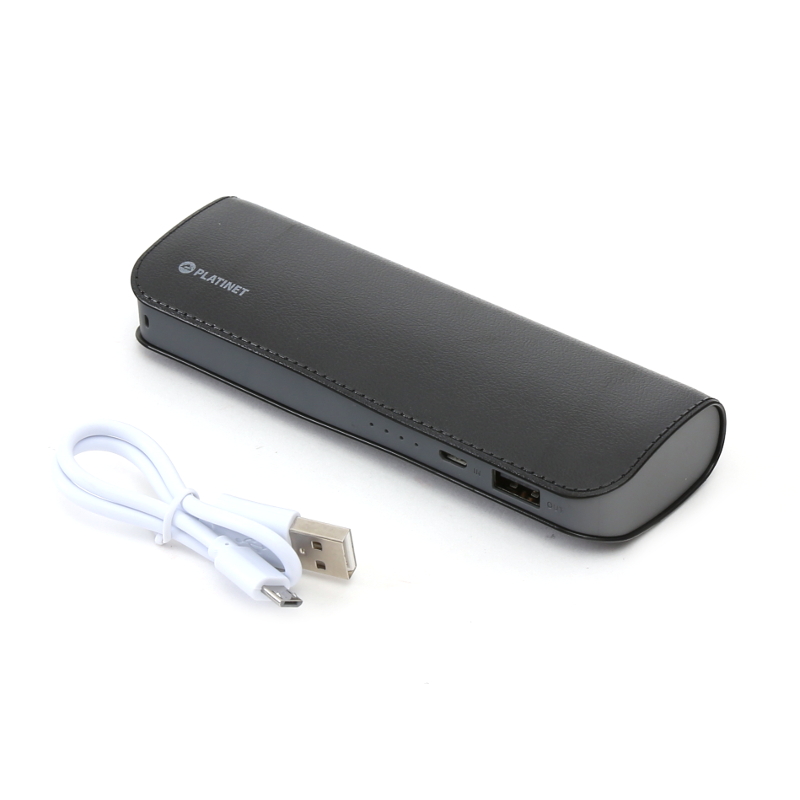 Powerbank imit. skórzane obszycie 7200mAh czarny + kabel MicroUSB