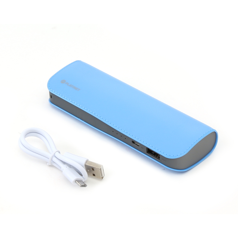 Powerbank imit. skórzane obszycie 7200mAh niebieski + kabel MicroUSB