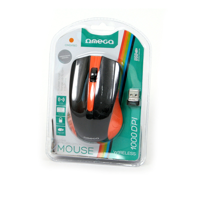 MOUSE OMEGA OM-419 WIRELESS 2,4GHz 1000DPI BLACK/ORANGE NANO USB RECEIVER [41794]