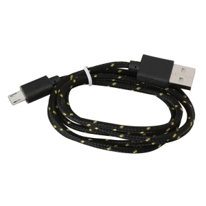 OMEGA REPTILE FABRIC BRAIDED MICRO USB TO USB CABLE 1M BLACK [42314]