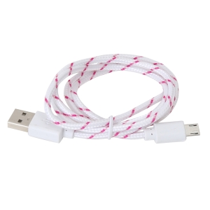 OMEGA REPTILE FABRIC BRAIDED MICRO USB TO USB CABLE 1M WHITE [42322]
