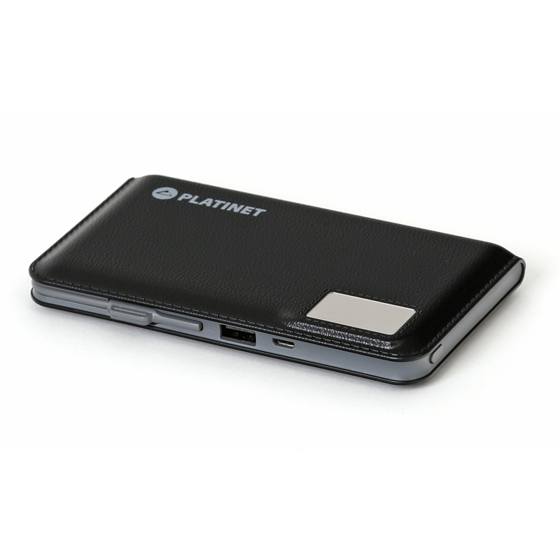 Elegancki powerbank z kablem 12 000 mAh Li-Poly czarny z LCD