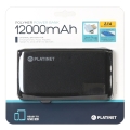 Elegancki powerbank z kablem 12 000 mAh Li-Poly czarny z LCD