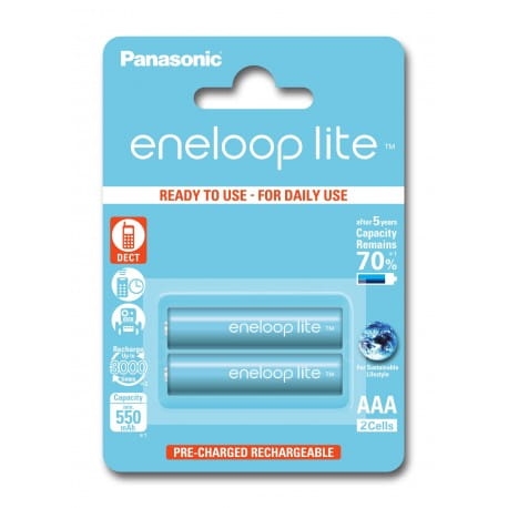 PANASONIC ENELOOP LITE ACCUMULATOR R03/AAA 550mAh DECT 2 PCS BLISTER BK-4LCCE-2BE