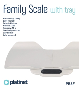 PLATINET FAMILY BABY SCALE WITH DETACHABLE TRAY WAGA RODZINNA DLA DZIECI Z ODPINANĄ NAKŁADKĄ 180 KG [46431]