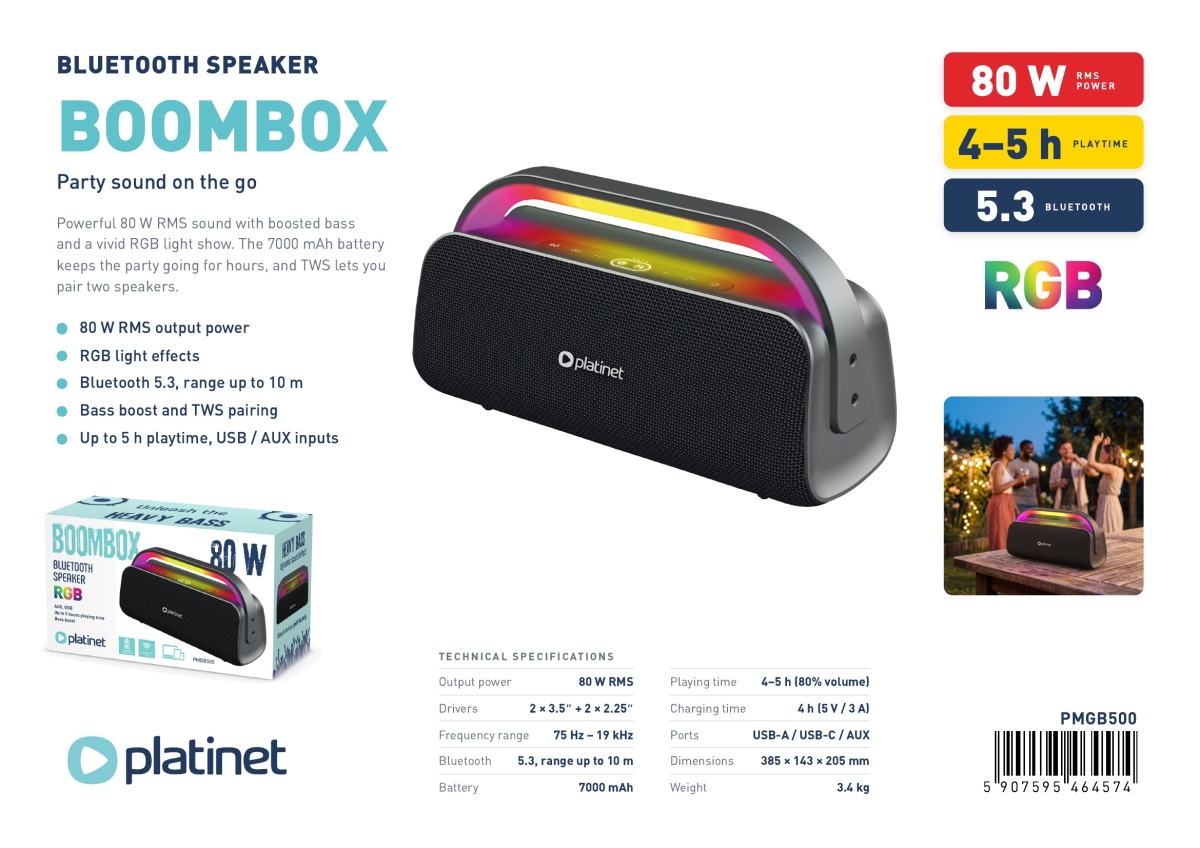 PLATINET BLUETOOTH SPEAKER 80W B500