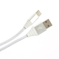 OMEGA DYSFOLID FABRIC CABLE BRAIDED TYPE-C TO USB 2A 118 COPPER 1M SILVER [44269]