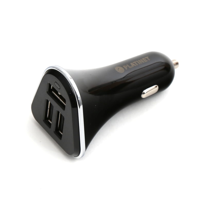 PLATINET CAR CHARGER 3xUSB 5,4A + microUSB cable 1m BLACK [43721]