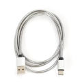 OMEGA METAL CABLE TYPE-C TO USB 1.8A 1M SILVER [44214]