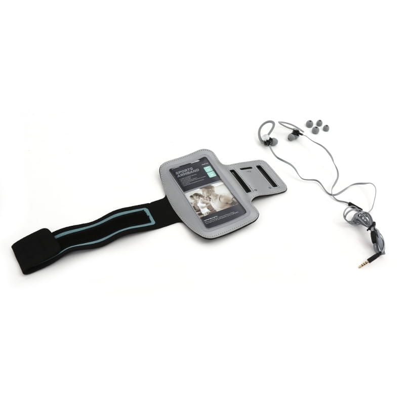 PLATINET IN-EAR EARPHONES + MIC SPORT + ARMBAND PM1070 GREY [42929]