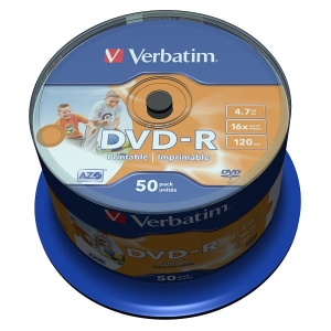 VERBATIM DVD-R 4,7 GB 16X do nadruku białe (50 szt.)