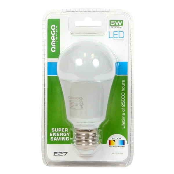 OMEGA LED BULB ALUMINIUM 2700K E27 5W 350lm 220-240V 41572