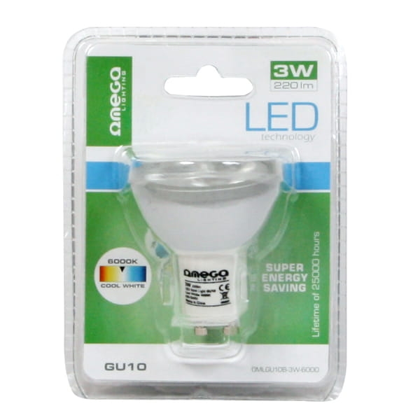 OMEGA LED SPOT LIGHT ALUMINIUM 6000K GU10 3W 220-240V [41578]