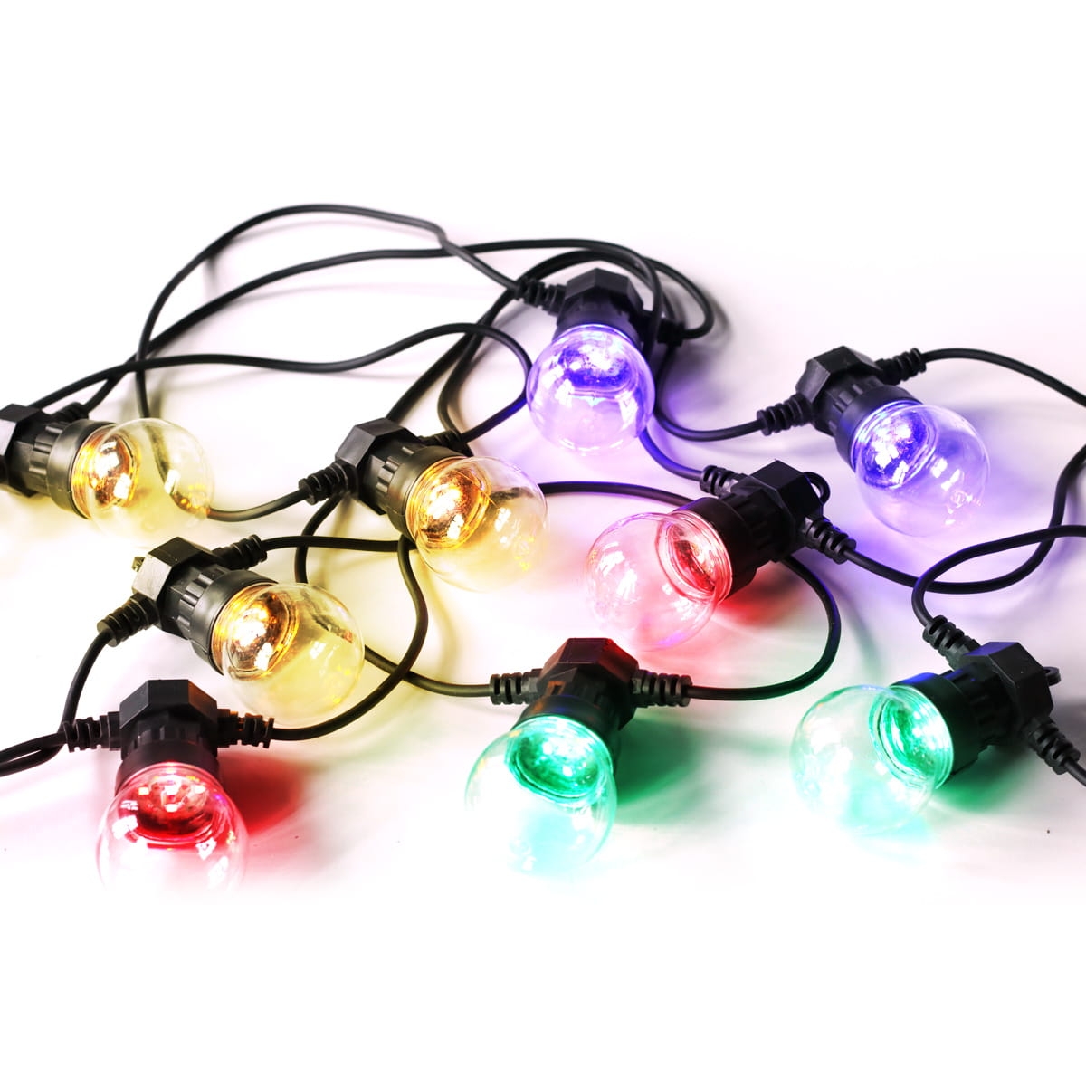 PLATINET OUTDOOR LED TRANSPARENT MULTICOLOR LIGHT 10 BULBS IP44 POWER SUPPLY [44772]