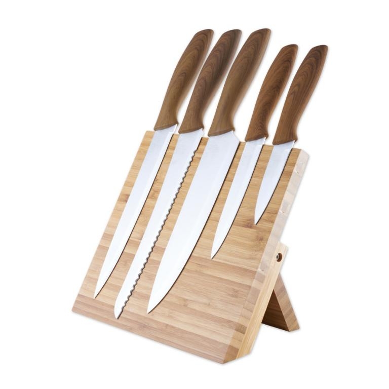 PLATINET 5 KNIVES SET WITH MAGNETIC BAMBOO BOARD