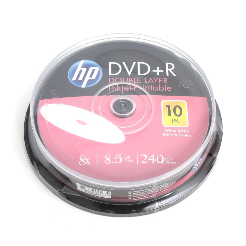 HP DL DVD+R 8.5GB 8X WHITE FF INKJET PRINTABLE CAKE*10 14263